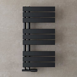 Sogood Radiateur de Salle de Bain Sèche-Serviette 76x40cm Radiateur à Eau Chaude ou Électrique Gris Noir Sèche-Serviettes Design FN