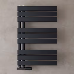 Sogood Radiateur de Salle de Bain Sèche-Serviette 76x50cm Radiateur à Eau Chaude ou Électrique Gris Noir Sèche-Serviettes Des ...