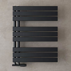 Sogood Radiateur de Salle de Bain Sèche-Serviette 76x60cm Radiateur à Eau Chaude ou Électrique Gris Noir Sèche-Serviettes Design FN