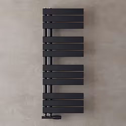 Sogood Radiateur de Salle de Bain Sèche-Serviette 104x40cm Radiateur à Eau Chaude ou Électrique Gris Noir Sèche-Serviettes De ...