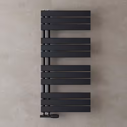 Sogood Radiateur de Salle de Bain Sèche-Serviette 104x50cm Radiateur à Eau Chaude ou Électrique Gris Noir Sèche-Serviettes De ...