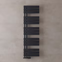 Sogood Radiateur de Salle de Bain Sèche-Serviette 131x40cm Radiateur à Eau Chaude ou Électrique Gris Noir Sèche-Serviettes De ...