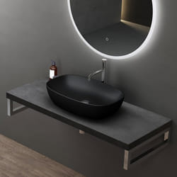Sogood Lavabo Vasque à Poser Noir Mat 60x395x14 cm Lave Mains Ovale en Céramique Revêtement NANO Easy Clean Brüssel104