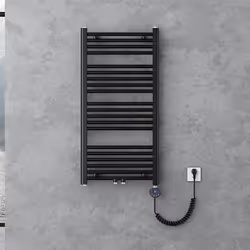 Sogood Radiateur de Salle de Bain Sèche-Serviette 100x50cm Chauffage Électrique Gris-Noir avec Résistance pour Radiateur 600W