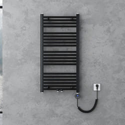 Sogood Radiateur de Salle de Bain Sèche-Serviette 100x50cm Chauffage Électrique Gris-Noir avec Résistance pour Radiateur 600W