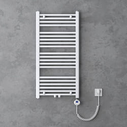 Sogood Radiateur de Salle de Bain Sèche-Serviette 100x50cm Chauffage Électrique Blanc avec Résistance pour Radiateur 600W