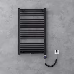 Sogood Radiateur de Salle de Bain Sèche-Serviette 100x60cm Chauffage Électrique Gris-Noir avec Résistance pour Radiateur 600W