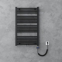 Sogood Radiateur de Salle de Bain Sèche-Serviette 100x60cm Chauffage Électrique Gris-Noir avec Résistance pour Radiateur 600W