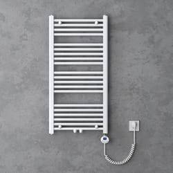 Sogood Radiateur de Salle de Bain Sèche-Serviette 100x60cm Chauffage Électrique Blanc avec Résistance pour Radiateur 600W