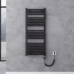 Sogood Radiateur de Salle de Bain Sèche-Serviette 120x50cm Chauffage Électrique Gris-Noir avec Résistance pour Radiateur 600W
