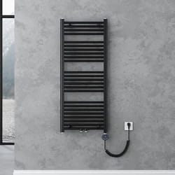 Sogood Radiateur de Salle de Bain Sèche-Serviette 120x50cm Chauffage Électrique Gris-Noir avec Résistance pour Radiateur 600W