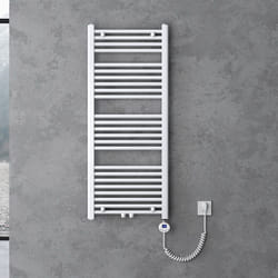 Sogood Radiateur de Salle de Bain Sèche-Serviette 120x50cm Chauffage Électrique Blanc avec Résistance pour Radiateur 600W