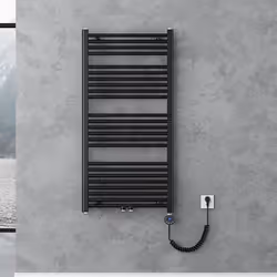 Sogood Radiateur de Salle de Bain Sèche-Serviette 120x60cm Chauffage Électrique Gris-Noir avec Résistance pour Radiateur 600W