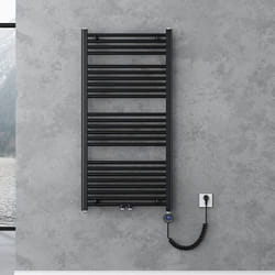 Sogood Radiateur de Salle de Bain Sèche-Serviette 120x60cm Chauffage Électrique Gris-Noir avec Résistance pour Radiateur 600W