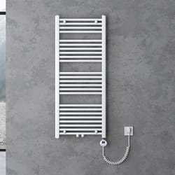 Sogood Radiateur de Salle de Bain Sèche-Serviette 120x60cm Chauffage Électrique Blanc avec Résistance pour Radiateur 600W
