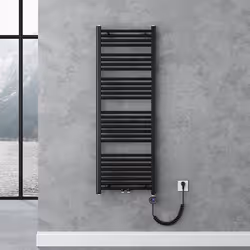 Sogood Radiateur de Salle de Bain Sèche-Serviette 140x50cm Chauffage Électrique Gris-Noir avec Résistance pour Radiateur 800W