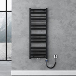 Sogood Radiateur de Salle de Bain Sèche-Serviette 140x50cm Chauffage Électrique Gris-Noir avec Résistance pour Radiateur 800W
