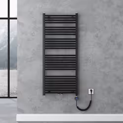Sogood Radiateur de Salle de Bain Sèche-Serviette 140x60cm Chauffage Électrique Gris-Noir avec Résistance pour Radiateur 800W