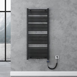 Sogood Radiateur de Salle de Bain Sèche-Serviette 140x60cm Chauffage Électrique Gris-Noir avec Résistance pour Radiateur 800W