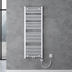 Sogood Radiateur de Salle de Bain Sèche-Serviette 140x60cm Chauffage Électrique Blanc avec Résistance pour Radiateur 800W