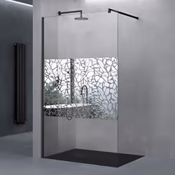 Paroi de douche à l'italienne doporro Bremen02BL avec stabilisateur rond | Mesures : 80x200cm Verre de sécurité de 10mm fabri ...