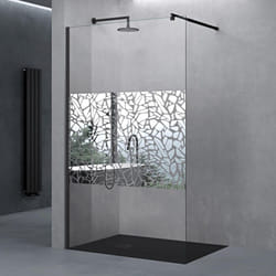 Doporro Paroi de Douche à L'italienne 80cm Pare-douche avec Stabilisateur Rond Noir Verre de Sécurité 10mm Revêtement nano 80x200cm Montage
