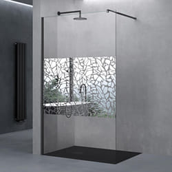 Doporro Paroi de Douche à L'italienne avec Stabilisateur Rectangulaire Noir Verre de Sécurité 10mm Revêtement nano 80 x 200 cm Montage Réversible