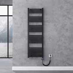 Sogood Radiateur de Salle de Bain Sèche-Serviette 160x50cm Chauffage Électrique Gris-Noir avec Résistance pour Radiateur 800W