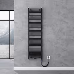 Sogood Radiateur de Salle de Bain Sèche-Serviette 180x50cm Radiateur Chauffage Électrique Gris-Noir avec Résistance pour Radi ...