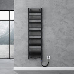 Sogood Radiateur de Salle de Bain Sèche-Serviette 180x50cm Radiateur Chauffage Électrique Gris-Noir avec Résistance pour Radiateur