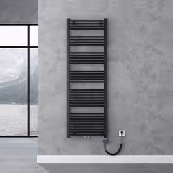 Sogood Radiateur de Salle de Bain Sèche-Serviette 180x60cm Radiateur Chauffage Électrique Gris-Noir avec Résistance pour Radi ...