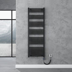 Sogood Radiateur de Salle de Bain Sèche-Serviette 180x60cm Radiateur Chauffage Électrique Gris-Noir avec Résistance pour Radiateur