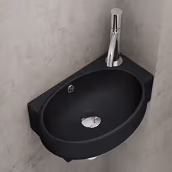 Sogood Lavabo Vasque à Monter au Mur Lave Mains à Suspendre à Poser Noir Mat Anticalaire en Céramique 42x28x15cm Bruxelles001 ...