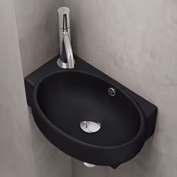 Sogood Lavabo Vasque à Monter au Mur Lave Mains à Suspendre à Poser Noir Mat Anticalaire en Céramique 42x28x15cm Bruxelles001 ...