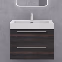 Sogood Meuble de Salle de Bains Gris Foncé Ensemble de 2 Pièces Meuble Suspendu avec Lavabo 73 cm Design Quadratto