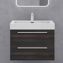 Sogood Meuble de Salle de Bains Gris Foncé Ensemble de 2 Pièces Meuble Suspendu avec Lavabo 73 cm Design Quadratto