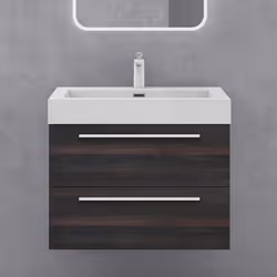 Sogood Meuble de Salle de Bains Gris Foncé Ensemble de 2 Pièces Meuble Suspendu avec Lavabo 90 cm Design Quadratto