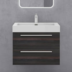 Sogood Meuble de Salle de Bains Gris Foncé Ensemble de 2 Pièces Meuble Suspendu avec Lavabo 90 cm Design Quadratto