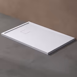 Sogood Receveur de Douche à Carreler à Poser en Solid Surface Bac à douche Extraplat Blanc avec Bonde 80x100cm Geoma08