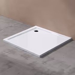 Receveur de douche bac à douche Sogood Faro01 acrylique plat blanc carré 75x75x4cm pour la salle de bain avec bonde AL02