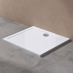 Receveur de douche bac à douche Sogood Lucia04AR acrylique anti-glisse blanc plat rectangulaire 75x90x4cm avec bonde AL01