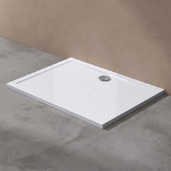Receveur de douche bac à douche Sogood Lucia04AR acrylique anti-glisse blanc plat rectangulaire 75x100x4cm avec bonde AL01