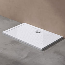 Receveur de douche bac à douche Sogood Lucia04AR acrylique anti-glisse blanc plat rectangulaire 80x110x4cm avec bonde AL02