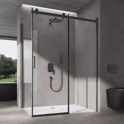 Sogood Cabine de Douche en Angle 80x110x195 cm Porte Coulissante avec Receveur Blanc Verre de Sécurité Transparent Ravenna19