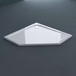 Sogood® Receveur de douche pentagonale 100x100 bac à douche extraplat acrilique blanc Faro05 100x100x4 + bondeAL01