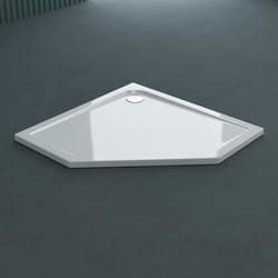Sogood® Receveur de douche pentagonale 100x100 bac à douche extraplat acrilique blanc Faro05 100x100x4 + bondeAL01