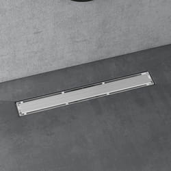 doporro Caniveau de Douche Italienne Extra Plate Chromé en Inox 60 cm Drain de Sol à Carreler avec Siphon et Filtre KE110