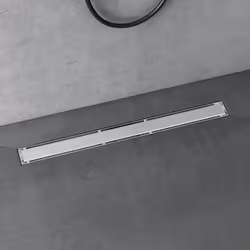 doporro Caniveau de Douche Italienne Extra Plate Chromé en Inox 80 cm Drain de Sol à Carreler avec Siphon et Filtre KE110