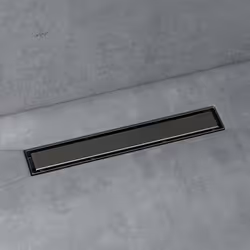 doporro Caniveau de Douche Italienne Extra Plate Gris en Inox 50 cm Drain de Sol à Carreler avec Siphon et Filtre KE110
