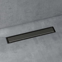 doporro Caniveau de Douche Italienne Extra Plate Gris en Inox 50 cm Drain de Sol à Carreler avec Siphon et Filtre KE110